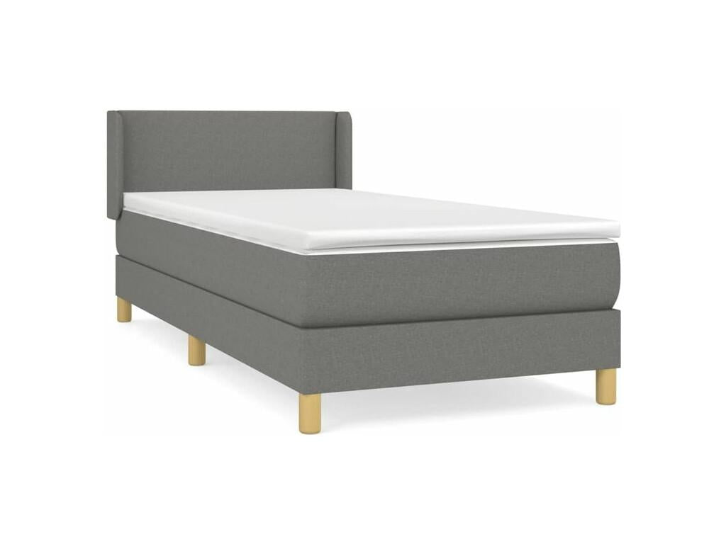 Boislis bed base with dark grey mattress 90x200 Fabric HGFU30363