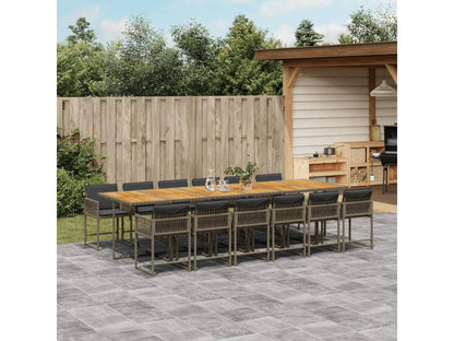 13-piece garden dining set with cushions, grey woven resin, TOIR96856